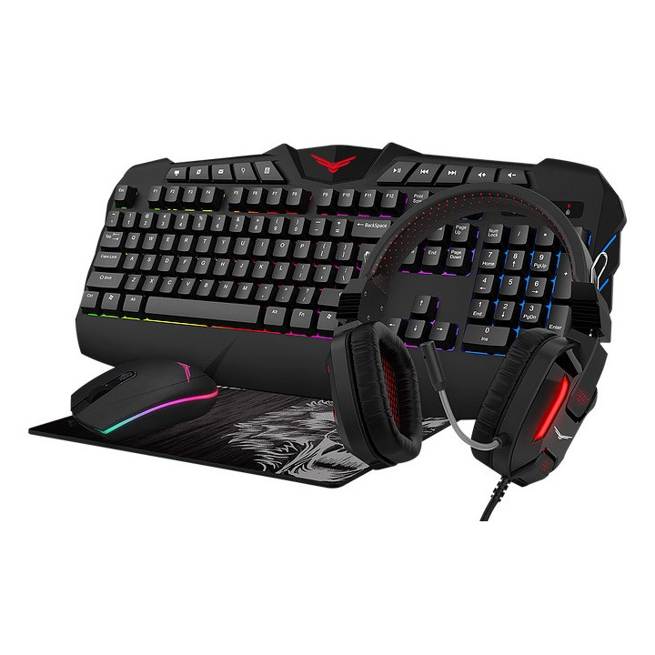 Kit Gamer 4 en 1 Naceb NA-0934 | Mouse, Teclado, Headset, Mousepad | RGB