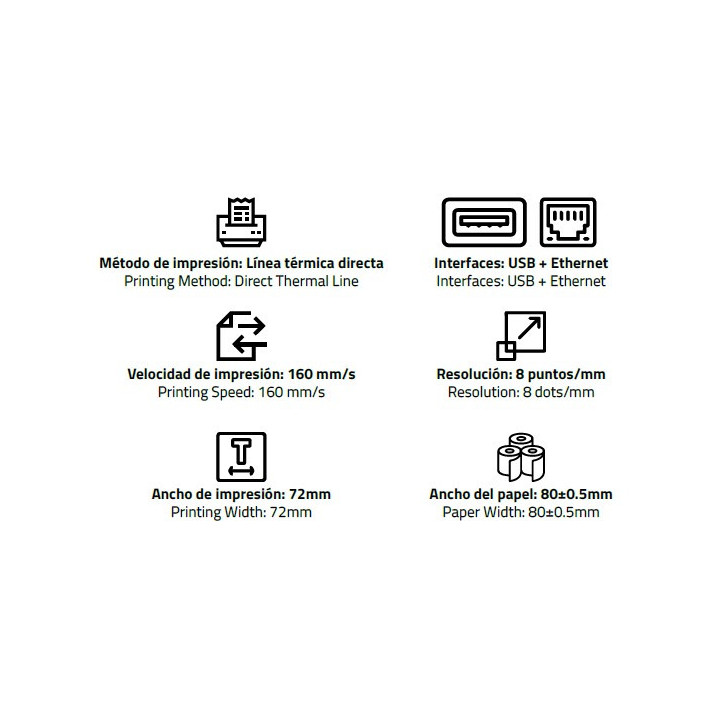 Mini Printer Hostech HT-100 | Impresora Térmica Portátil Bluetooth/USB